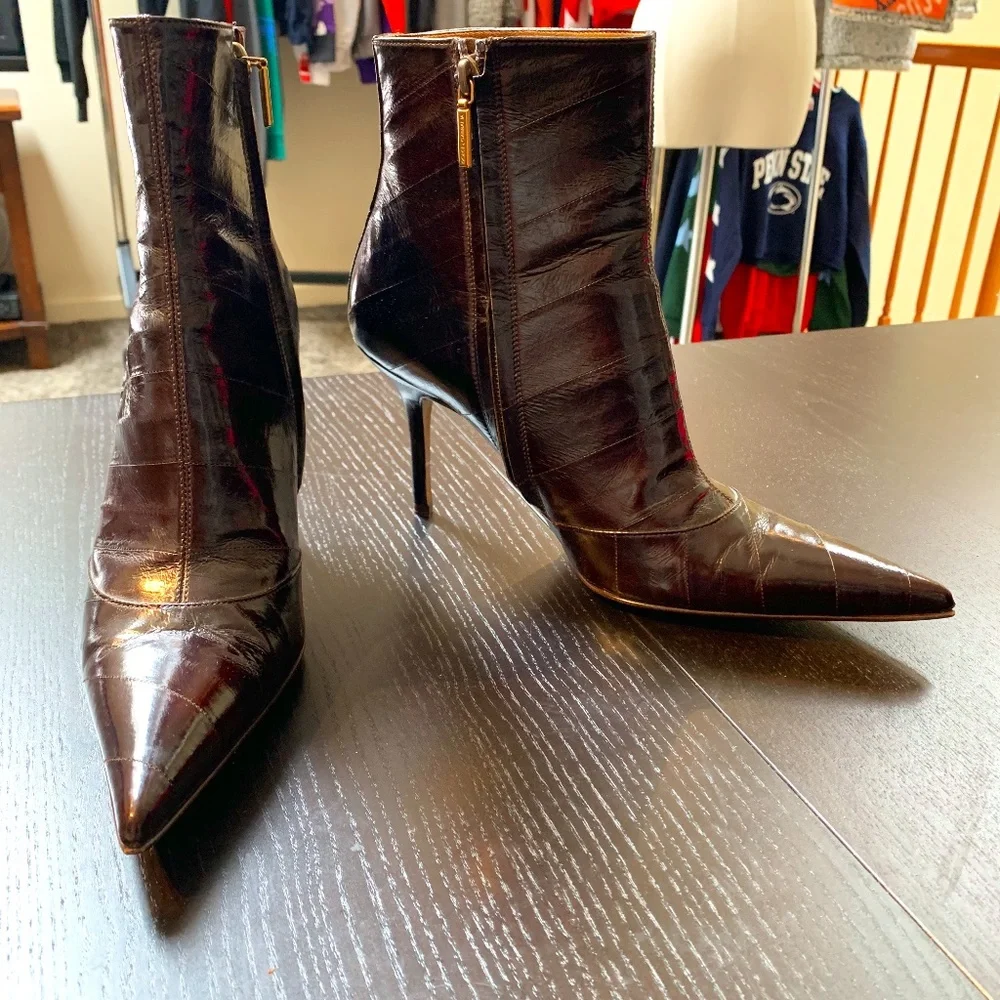 DOLCE GABBANA Vitello High Heel Booties - Picture 1 of 7